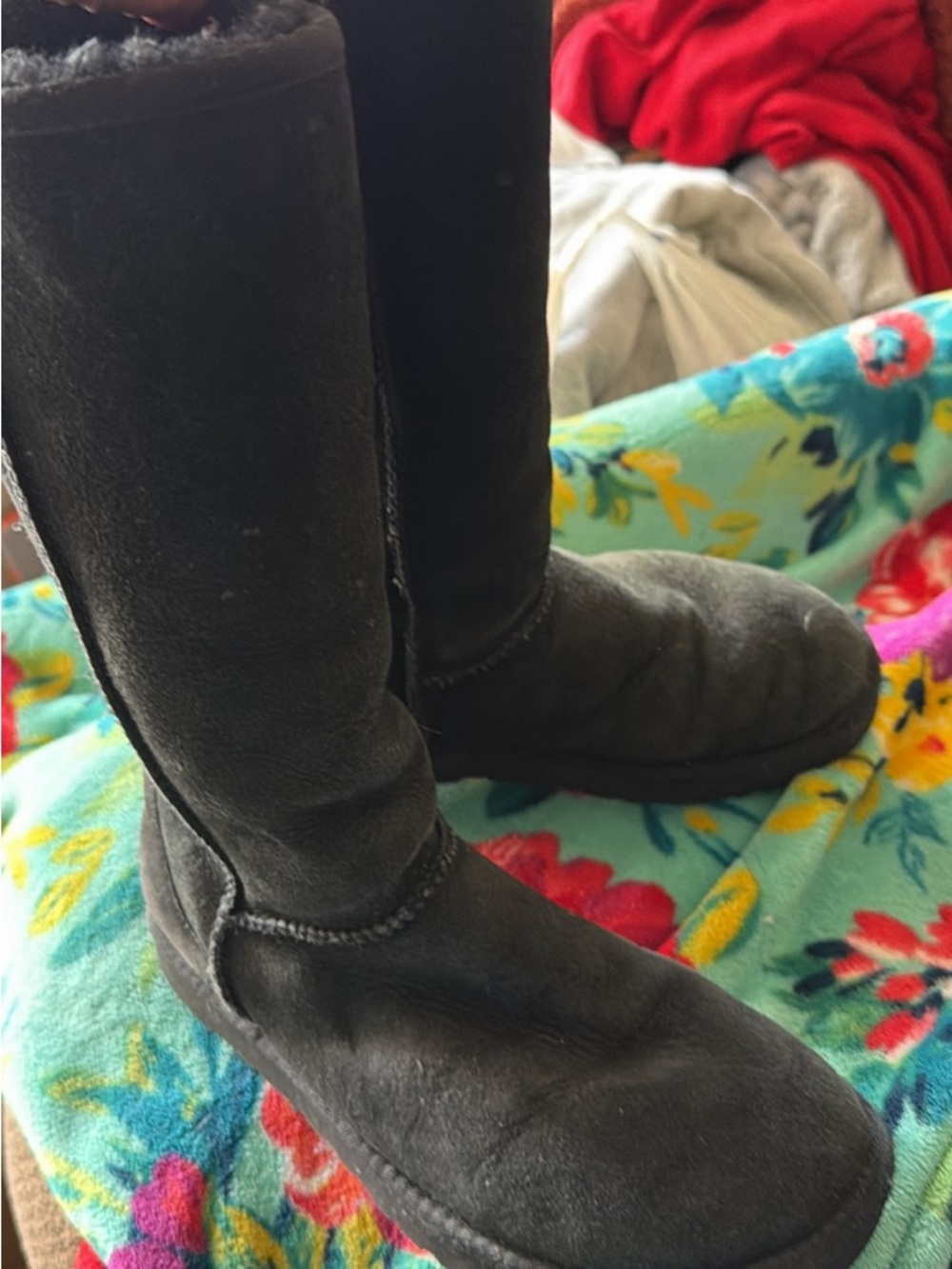 UGG Tall Black Suede Winter Boots